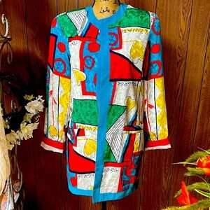 Vintage Howard Wolf Colorful Open Front Blazer Size 8